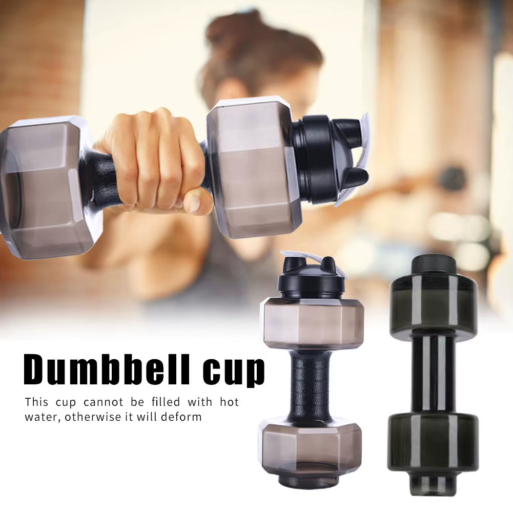 2.6L Large Capacity Dumbbells Cold Water Bottle Outdoor Running Bicycle Cycling Gym Fitness Sport Shaker Leak-Proof Kettle