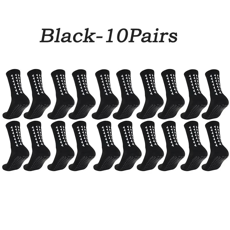 10 Pairs of Athletic Grip Socks for Men and Women - Towel Bottom Sports Socks for Football, Rugby, Soccer, Cycling, Running, and Exercise