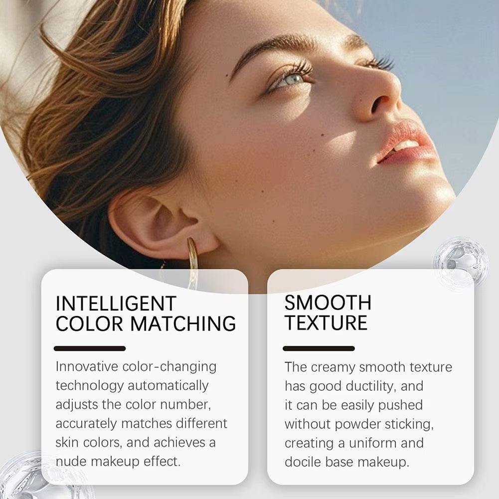 Color Changing Foundation Stick Long-Lasting Lightweight Texture Moisturizing Foundation Makeup Suitable for All Skin Types