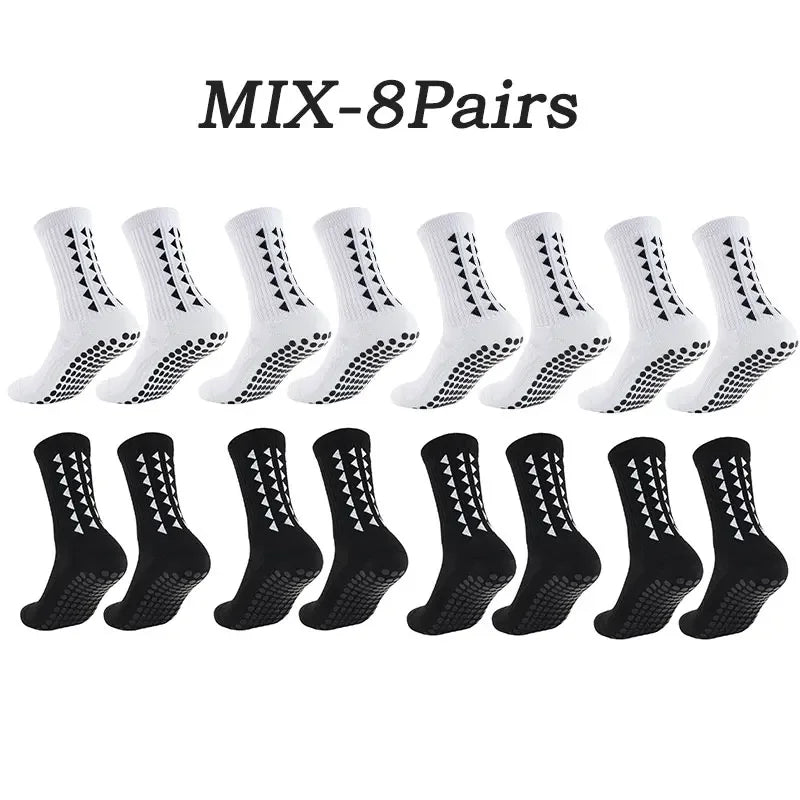 10 Pairs of Athletic Grip Socks for Men and Women - Towel Bottom Sports Socks for Football, Rugby, Soccer, Cycling, Running, and Exercise