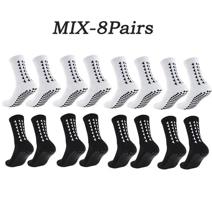10 Pairs of Athletic Grip Socks for Men and Women - Towel Bottom Sports Socks for Football, Rugby, Soccer, Cycling, Running, and Exercise