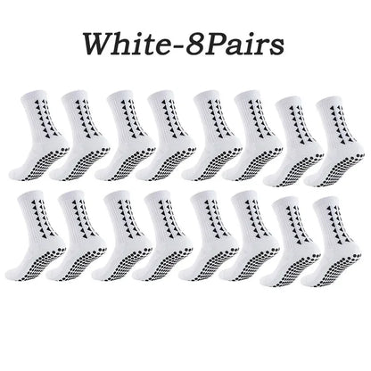 10 Pairs of Athletic Grip Socks for Men and Women - Towel Bottom Sports Socks for Football, Rugby, Soccer, Cycling, Running, and Exercise