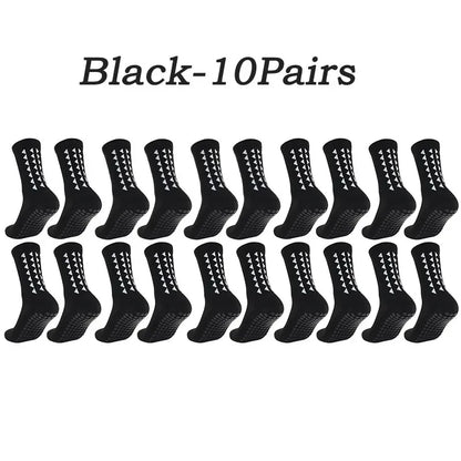 10 Pairs of Athletic Grip Socks for Men and Women - Towel Bottom Sports Socks for Football, Rugby, Soccer, Cycling, Running, and Exercise