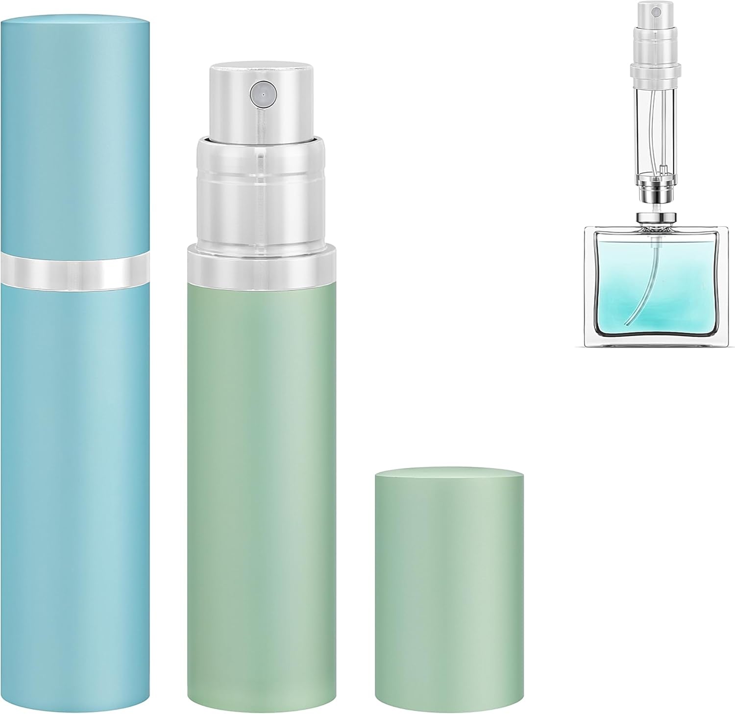 Refillable Perfume Atomiser Travel Bottle -  2-Pack 5Ml Leakproof Luxury Travel Perfume Refillable Bottle, Portable Fragrance Atomiser (Light Blue & Light Green)